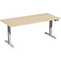Geramöbel Sitz-Steh-Schreibtisch Elektro Elevate Basic, elektrisch höhenverstellbar, 73-123cm (H), 180x80cm (BxT), rechteckig, ahorn / sil