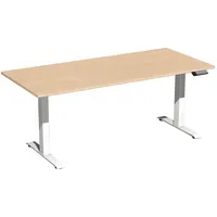Geramöbel Sitz-Steh-Schreibtisch Elektro Elevate Basic, elektrisch höhenverstellbar, 73-123cm (H), 180x80cm (BxT), rechteckig, buche / wei