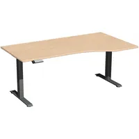 Geramöbel Sitz-Steh-Schreibtisch Elektro Elevate Basic, elektrisch höhenverstellbar, 73-123cm (H), 180x100cm (BxT), Freiform, buche / anth