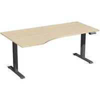 Geramöbel Sitz-Steh-Schreibtisch Elektro Elevate Basic, elektrisch höhenverstellbar, 73-123cm (H), 180x100cm (BxT), Freiform, ahorn / anth