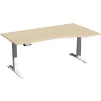 Geramöbel Sitz-Steh-Schreibtisch Elektro Elevate Basic, elektrisch höhenverstellbar, 73-123cm (H), 180x100cm (BxT), Freiform, ahorn / weiß