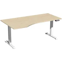 Geramöbel Sitz-Steh-Schreibtisch Elektro Elevate Basic, elektrisch höhenverstellbar, 73-123cm (H), 180x100cm (BxT), Freiform, ahorn / weiß