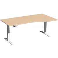 Geramöbel Sitz-Steh-Schreibtisch Elektro Elevate Basic, elektrisch höhenverstellbar, 73-123cm (H), 180x100cm (BxT), Freiform, buche / weiß