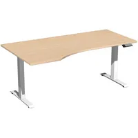 Geramöbel Sitz-Steh-Schreibtisch Elektro Elevate Basic, elektrisch höhenverstellbar, 73-123cm (H), 180x100cm (BxT), Freiform, buche / weiß