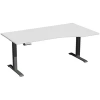 Geramöbel Sitz-Steh-Schreibtisch Elektro Elevate Basic, elektrisch höhenverstellbar, 73-123cm (H), 180x100cm (BxT), Freiform, lichtgrau /