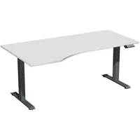 Geramöbel Sitz-Steh-Schreibtisch Elektro Elevate Basic, elektrisch höhenverstellbar, 73-123cm (H), 180x100cm (BxT), Freiform, lichtgrau /
