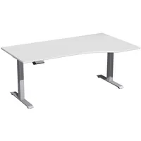 Geramöbel Sitz-Steh-Schreibtisch Elektro Elevate Basic, elektrisch höhenverstellbar, 73-123cm (H), 180x100cm (BxT), Freiform, lichtgrau /