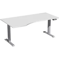 Geramöbel Sitz-Steh-Schreibtisch Elektro Elevate Basic, elektrisch höhenverstellbar, 73-123cm (H), 180x100cm (BxT), Freiform, lichtgrau /