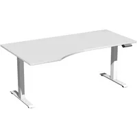 Geramöbel Sitz-Steh-Schreibtisch Elektro Elevate Basic, elektrisch höhenverstellbar, 73-123cm (H), 180x100cm (BxT), Freiform, lichtgrau /