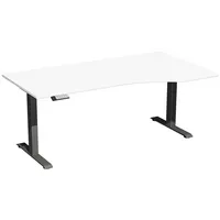 Geramöbel Sitz-Steh-Schreibtisch Elektro Elevate Basic, elektrisch höhenverstellbar, 73-123cm (H), 180x100cm (BxT), Freiform, weiß / anthr