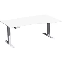 Geramöbel Sitz-Steh-Schreibtisch Elektro Elevate Basic, elektrisch höhenverstellbar, 73-123cm (H), 180x100cm (BxT), Freiform, weiß / silbe