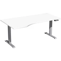 Geramöbel Sitz-Steh-Schreibtisch Elektro Elevate Basic, elektrisch höhenverstellbar, 73-123cm (H), 180x100cm (BxT), Freiform, weiß / silbe
