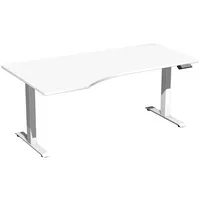 Geramöbel Sitz-Steh-Schreibtisch Elektro Elevate Basic, elektrisch höhenverstellbar, 73-123cm (H), 180x100cm (BxT), Freiform, weiß / weiß