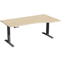 Geramöbel Sitz-Steh-Schreibtisch Elektro Elevate Basic, elektrisch höhenverstellbar, 73-123cm (H), 180x100cm (BxT), Freiform, ahorn / anth