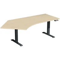 Geramöbel Sitz-Steh-Schreibtisch Elektro Elevate Basic, elektrisch höhenverstellbar, 73-123cm (H), 216,6x113cm (BxT), Freiform, ahorn / an