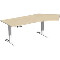 Geramöbel Sitz-Steh-Schreibtisch Elektro Elevate Basic, elektrisch höhenverstellbar, 73-123cm (H), 216,6x113cm (BxT), Freiform, ahorn / we