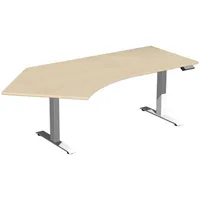 Geramöbel Sitz-Steh-Schreibtisch Elektro Elevate Basic, elektrisch höhenverstellbar, 73-123cm (H), 216,6x113cm (BxT), Freiform, ahorn / we