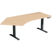 Geramöbel Sitz-Steh-Schreibtisch Elektro Elevate Basic, elektrisch höhenverstellbar, 73-123cm (H), 216,6x113cm (BxT), Freiform, buche / an