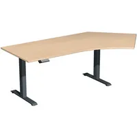 Geramöbel Sitz-Steh-Schreibtisch Elektro Elevate Basic, elektrisch höhenverstellbar, 73-123cm (H), 216,6x113cm (BxT), Freiform, buche / an