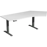 Geramöbel Sitz-Steh-Schreibtisch Elektro Elevate Basic, elektrisch höhenverstellbar, 73-123cm (H), 216,6x113cm (BxT), Freiform, lichtgrau