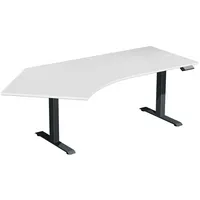 Geramöbel Sitz-Steh-Schreibtisch Elektro Elevate Basic, elektrisch höhenverstellbar, 73-123cm (H), 216,6x113cm (BxT), Freiform, lichtgrau