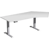 Geramöbel Sitz-Steh-Schreibtisch Elektro Elevate Basic, elektrisch höhenverstellbar, 73-123cm (H), 216,6x113cm (BxT), Freiform, lichtgrau