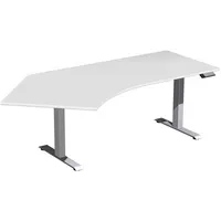 Geramöbel Sitz-Steh-Schreibtisch Elektro Elevate Basic, elektrisch höhenverstellbar, 73-123cm (H), 216,6x113cm (BxT), Freiform, lichtgrau