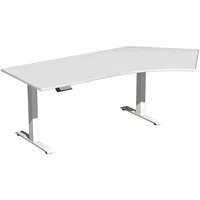Geramöbel Sitz-Steh-Schreibtisch Elektro Elevate Basic, elektrisch höhenverstellbar, 73-123cm (H), 216,6x113cm (BxT), Freiform, lichtgrau