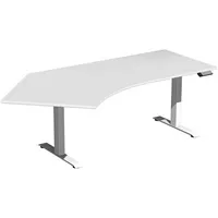 Geramöbel Sitz-Steh-Schreibtisch Elektro Elevate Basic, elektrisch höhenverstellbar, 73-123cm (H), 216,6x113cm (BxT), Freiform, lichtgrau