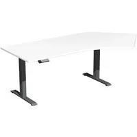 Geramöbel Sitz-Steh-Schreibtisch Elektro Elevate Basic, elektrisch höhenverstellbar, 73-123cm (H), 216,6x113cm (BxT), Freiform, weiß / ant