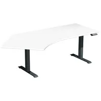 Geramöbel Sitz-Steh-Schreibtisch Elektro Elevate Basic, elektrisch höhenverstellbar, 73-123cm (H), 216,6x113cm (BxT), Freiform, weiß / ant