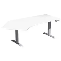 Geramöbel Sitz-Steh-Schreibtisch Elektro Elevate Basic, elektrisch höhenverstellbar, 73-123cm (H), 216,6x113cm (BxT), Freiform, weiß / sil