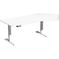 Geramöbel Sitz-Steh-Schreibtisch Elektro Elevate Basic, elektrisch höhenverstellbar, 73-123cm (H), 216,6x113cm (BxT), Freiform, weiß / wei