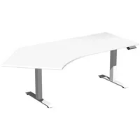 Geramöbel Sitz-Steh-Schreibtisch Elektro Elevate Basic, elektrisch höhenverstellbar, 73-123cm (H), 216,6x113cm (BxT), Freiform, weiß / wei