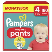 Pampers Windeln baby-dry? Monatsbox Größe Gr.4 (9-15 kg) für Babys und Kleinkinder (4-18 Monate) 8006540711408  180 Stück