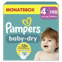 Pampers Windeln baby-dry? Monatsbox Größe Gr.4 (10-15 kg) für Babys und Kleinkinder (4-18 Monate) 8006540785065  198 Stück