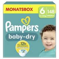 Pampers Windeln baby-dry? Monatsbox Größe Gr.6 (13-18 kg) für Kids und Teens (4-12 Jahre) 8006540785133  148 Stück
