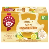 Teekanne Tee Immun Aktiv 7999, Zitronengras, Äpfel, Grüner Tee, Ingwer, Orangenschalen, Zitronenöl, Zimt, Vitamin C, Beutel 4009300020905 18 Stück