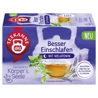 Teekanne Tee Besser Einschlafen 8000, Melisse, Zitronengras, Pfefferminze, Süßholz, Lavendel, Melatonin, Beutel 4009300020912 Teekanne 18 Stück