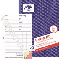 AVERY Zweckform Rechnungsbuch 1731 A5 selbstdurchschreibend 4004182017319 AVERY Zweckform
