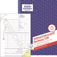AVERY Zweckform Auftrag/Lieferschein/Rechnung 1739 A5 selbstdurchschreibend 2x40 Blatt 4004182017395 AVERY Zweckform
