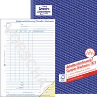 AVERY Zweckform Arbeitszeiterfassung/Stunden-Nachweis 1773 geeignet für alle Beschäftigungsverhältnisse, A4, 2x 40 Blatt 4004182017739 AVERY Zwe