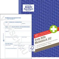 AVERY Zweckform Formularbuch 312 Erste Hilfe Meldeblock 4004182003121 AVERY Zweckform 50 Blatt