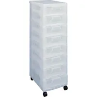 Really Useful Box Aufbewahrungsbox Turm mit Rollen DT7092, 10x7 Liter, mit Deckel, außen 420x300x1120mm, Polypropylen (PP) transparent 50603219270
