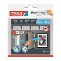 Tesa Klebepads 77720-00000-00 Powerstrips Click Small, 4x 2 Stück, 20x4x60mm (LxBxT), wiederablösbar 4063565398520 Tesa