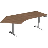 Geramöbel Schreibtisch Elevate Basic, elektrisch höhenverstellbar, 73-123cm (H), 216,6x113cm (BxT), Freiform, nussbaum / weiß 403893354445