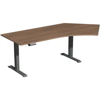 Geramöbel Schreibtisch Elevate Basic, elektrisch höhenverstellbar, 73-123cm (H), 216,6x113cm (BxT), Freiform, nussbaum / anthrazit 4038933