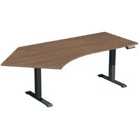 Geramöbel Schreibtisch Elevate Basic, elektrisch höhenverstellbar, 73-123cm (H), 216,6x113cm (BxT), Freiform, nussbaum / anthrazit 4038933