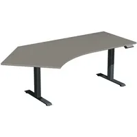 Geramöbel Schreibtisch Elevate Basic, elektrisch höhenverstellbar, 73-123cm (H), 216,6x113cm (BxT), Freiform, onyx / anthrazit 40389335444