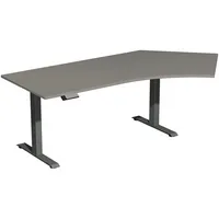 Geramöbel Schreibtisch Elevate Basic, elektrisch höhenverstellbar, 73-123cm (H), 216,6x113cm (BxT), Freiform, onyx / anthrazit 40389335445